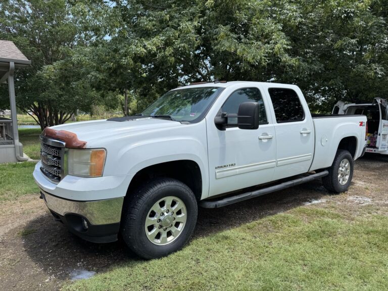 White pickup exterior after detailing