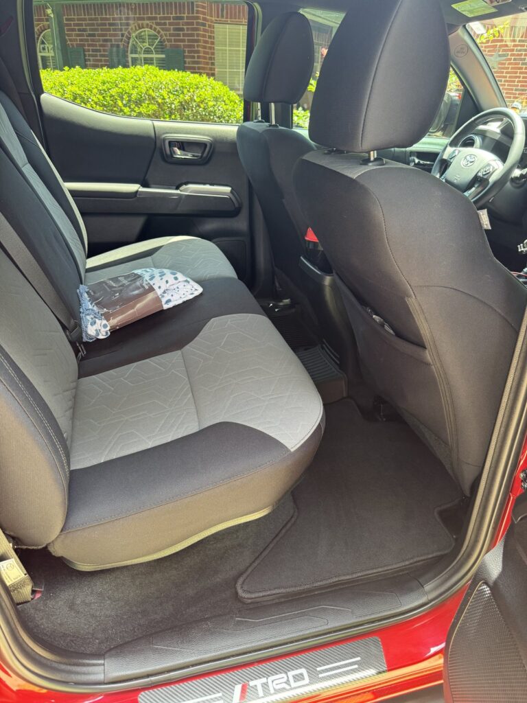 Toyota Tacoma rear seats & floor after detailing